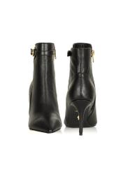 Black leather ankle boots with a high heel BUTYD-1123-99(Z24)-04