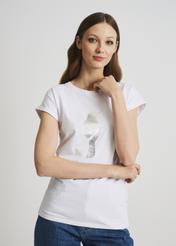Biały T-shirt damski z wilgą TSHDT-0097-11(W22)-02