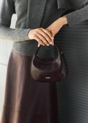 Mała skórzana bordowa torebka hobo TORES-1174-49(Z25)