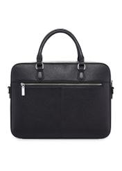 Czarna skórzana torba na laptopa TORES-1222-99-9I(W26) - widok produktu z tyłu na białym tle. 