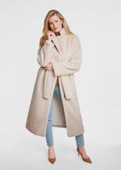 Long beige women's fur coat FUTDP-0045-81(Z24)-01