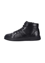 Czarne skórzane buty sportowe BUTYM-0568-99(Z26), widok produktu z boku na białym tle.