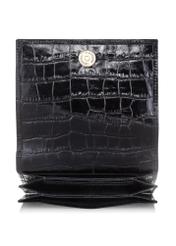 Mały czarny portfel damski croco PORES-0846-99(W23)