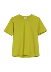 Limonkowy T-shirt damski TSHDT-0143-84(Z25), widok produktu z przodu na białym tle.