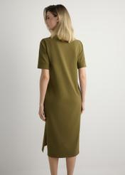 Bawełniana sukienka khaki midi SUKDT-0256-8D(W26)