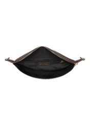 Brązowa nerka z monogramem TOREC-0981A-89 (Z25), widok produktu od środka na białym tle.