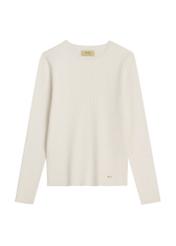 Prążkowany longsleeve damski LSLDT-0028-0B(W26), widok produktu z przodu na białym tle.