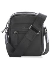 Czarna mała skórzana torba męska TORMS-0498-99(W26) - widok produktu z przodu, na białym tle. 