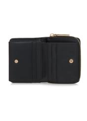 Mały czarny portfel damski croco POREC-0352A-9G(Z26) widok produktu w środku na białym tle.