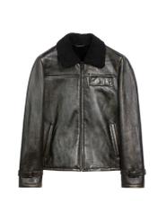 Skórzany kożuch męski KOZMS-0023-3188(Z25), widok produktu od przodu na białym tle.