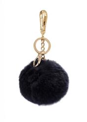 Granatowy brelok pompon BRELOK-117A-69(Z25), widok produktu z przodu na białym tle.