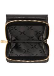 Czarny skórzany portfel damski z ochroną RFID PORES-0825RFID-99(Z25), widok produktu od góry na białym tle.