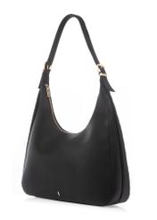 Czarna torebka damska shopper TOREC-1238-99(W26), widok produktu skosem na białym tle.