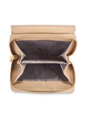 Skórzany beżowy portfel damski PORES-0802R-81(Z25), widok produktu od góry na białym tle.