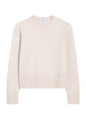 Beżowy sweter damski SWEDT-0242-80(Z25), widok produktu od przodu na białym tle.