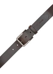 Skórzany pasek męski w kolorze brązu PASMS-0275-1I(W26) - widok produktu z góry, na białym tle.  