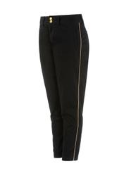 Czarne spodnie damskie z lampasem SPODT-0056-99(W21)-03