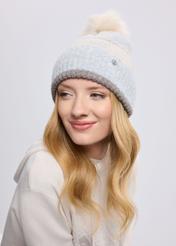 Women's winter hat with stripes CZADT-0190-61(Z24)