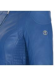 Taliowana niebieska kurtka skórzana damska KURDS-0244-5575(W20)