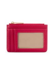 Fuksjowe etui na karty POREC-0413-5E(W26), widok produktu z tyłu na białym tle.