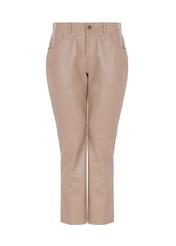 Spodnie skórzane beżowe damskie SPODS-0026-1187(W22)