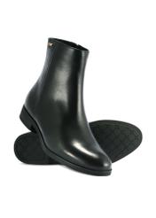 Czarne skórzane botki damskie BUTYD-1193-99(Z25) - widok produktu z góry na białym tle. 