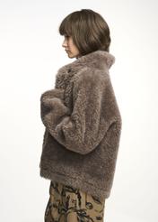 Women's brown fur coat FUTDP-0021A-93(Z23)-03