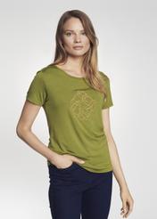 T-shirt damski khaki z wilgą TSHDT-0078-55(Z21)