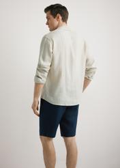 Beżowa lniana koszula męska KOSMT-0321A-1A(W26)