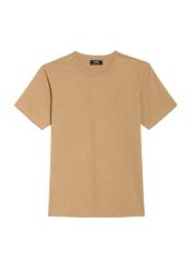 T-shirt męski w kolorze camelowym TSHMT-0130-24(Z25), widok produktu z przodu na białym tle.