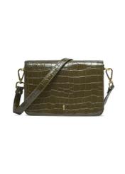 Skórzana torebka damska croco w kolorze khaki TORES-1324-8D(Z26) - widok produktu z przodu, na białym tle. 