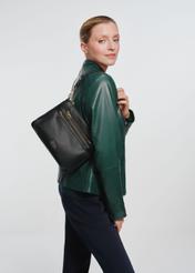 Black women's messenger bag made of imitation leather TOREC-0966-99(Z24)-07