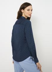 Granatowa koszula damska w drobną wilgę KOSDT-0089-69(W22)