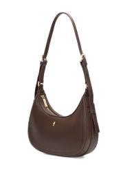 Brown small hobo bag TOREC-1136-1H(W26) - diagonal view. On a white background.