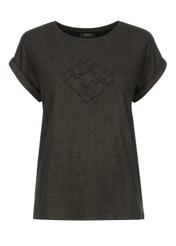 Czarny pozłacany T-shirt damski z logo TSHDT-0100-99(Z22)-05