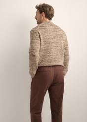Brązowy sweter męski SWEMT-0194-1K(Z26), widok produktu od tyłu na modelu. Widoczna połowa sylwetki.