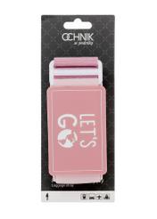 Pas bagażowy w kolorze różowym AW-011-0002-5D(W26), widok produktu od przodu w opakowaniu na białym tle.