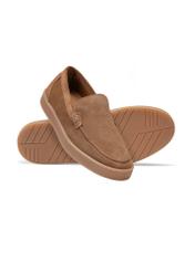 Skórzane mokasyny męskie w kolorze brązowym BUTYM-0499-87(W25)-05