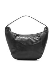 Czarna skórzana torebka hobo TORES-1135A-99(Z25), widok produktu od tyłu na białym tle.