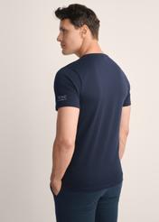 Granatowy basic T-shirt męski  z logo TSHMT-0091-69(KS)