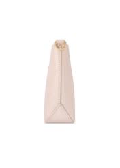 Kremowa torebka damska z monogramem TOREC-1159-0B(W26),  widok produktu z boku na białym tle.