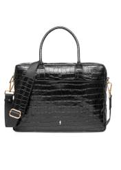 Skórzana elegancka torba damska croco TORES-1128E-99(Z25), widok produktu od przodu na białym tle.