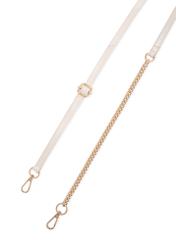 Skórzana kremowa torebka kuferek TORES-1270-0B(W26), widok paska produktu na białym tle.