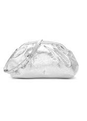 Srebrna skórzana torebka damska TORES-1175-92(Z25), widok produktu z przodu na białym tle.