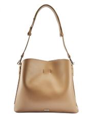 Beżowa torebka shopper damska TOREC-0862B-81(Z25), widok produktu przodem na białym tle.