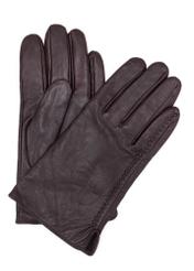 Brązowe skórzane rękawiczki męskie REKMS-0001A-1I(Z26), widok produktu od przodu na białym tle.