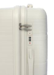 Duża walizka na kółkach WALPP-0022-0C-28(W26), zbliżenie na zamek produktu, widok na białym tle.