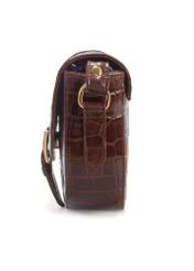 Brązowa skórzana torebka w stylu croco TORES-0707E-89(Z25)