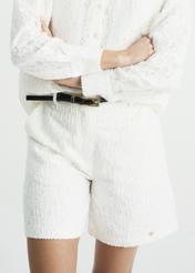 Białe ażurowe szorty damskie SZODT-0001-12(W22)