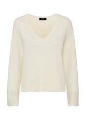 Kremowy sweter V-neck damski SWEDT-0204-81(W24)